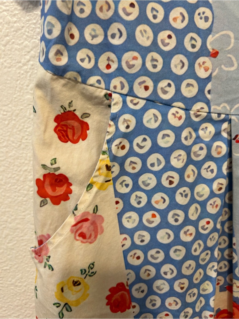 Patchwork Floral V-Neck Maxi Dress in Blue and Pink - Picture 5 of 7